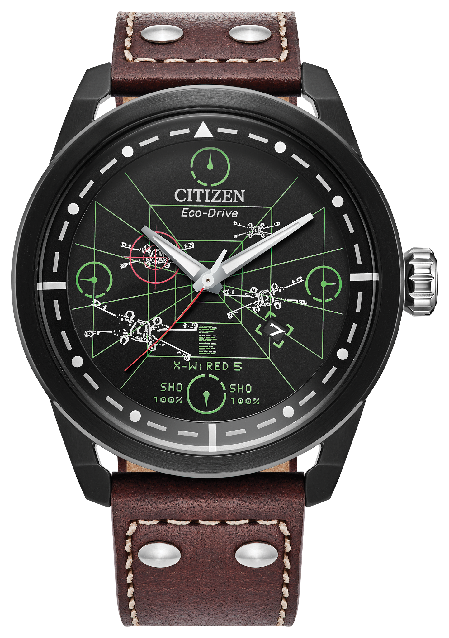 X-Wing and TIE Fighter Black Dial Leather Strap AW1738-05W